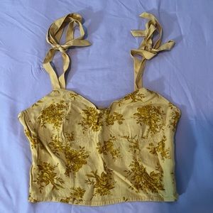 Forever 21 Yellow Floral Accent Crop Top